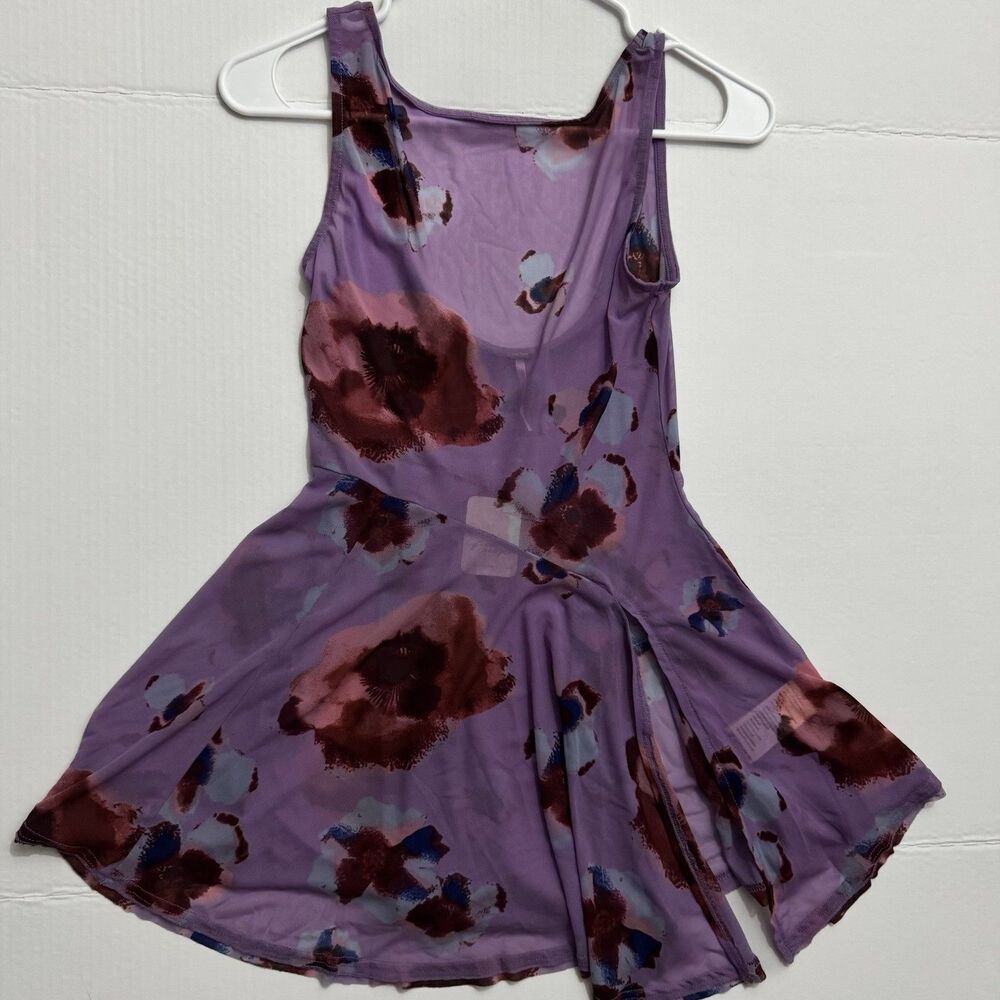 Free People Chrissy Tunic Sheer Mesh Floral Dress in Twilight Combo Purple Boho